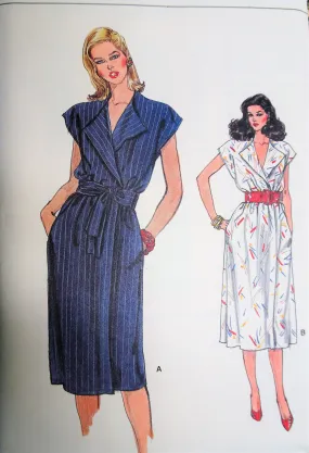 1980s LOVELY Straight or Flared WRAP Dress Pattern Very Easy VOGUE 8704 Mid Calf Length Figure Flattering Dress Size 14-16-18 Vi