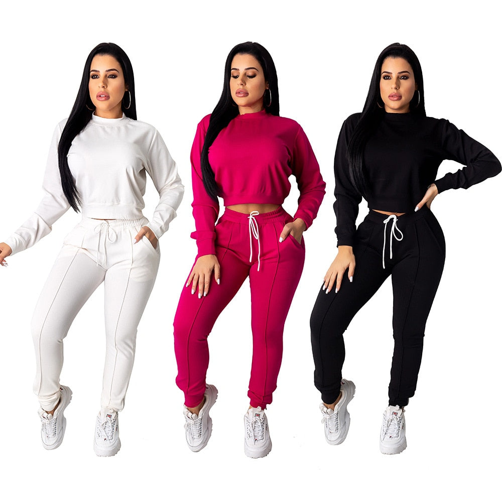 2 Piece Set Crop Top pants Set Sportwear Matching Set Workout sweat suits women jogging