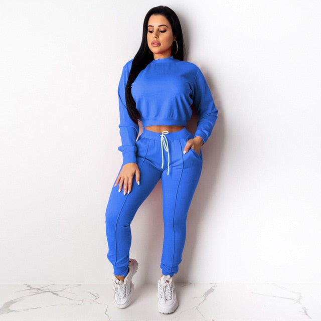 2 Piece Set Crop Top pants Set Sportwear Matching Set Workout sweat suits women jogging