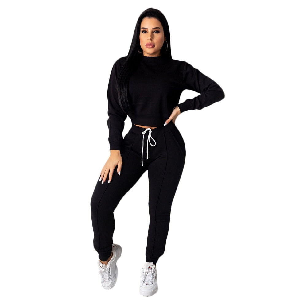 2 Piece Set Crop Top pants Set Sportwear Matching Set Workout sweat suits women jogging