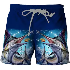 3D Printed Men's Beach Shorts, Summer, Fishing, Unisex, Animal, Fish, Loose Shorts, Men, Sports, High Waist, Swimwear, X3818413