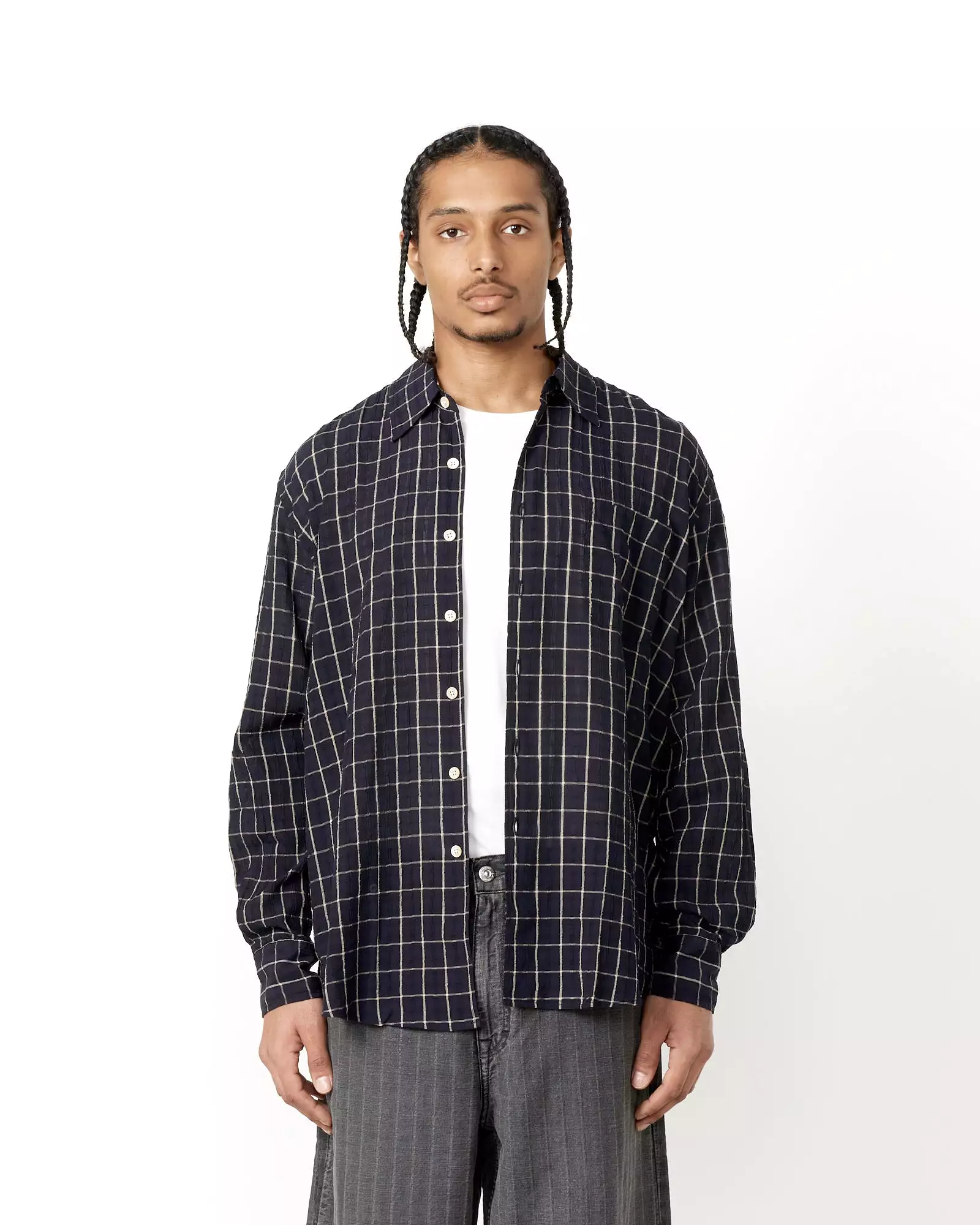 Above Shirt in Dark Mediterranean Check