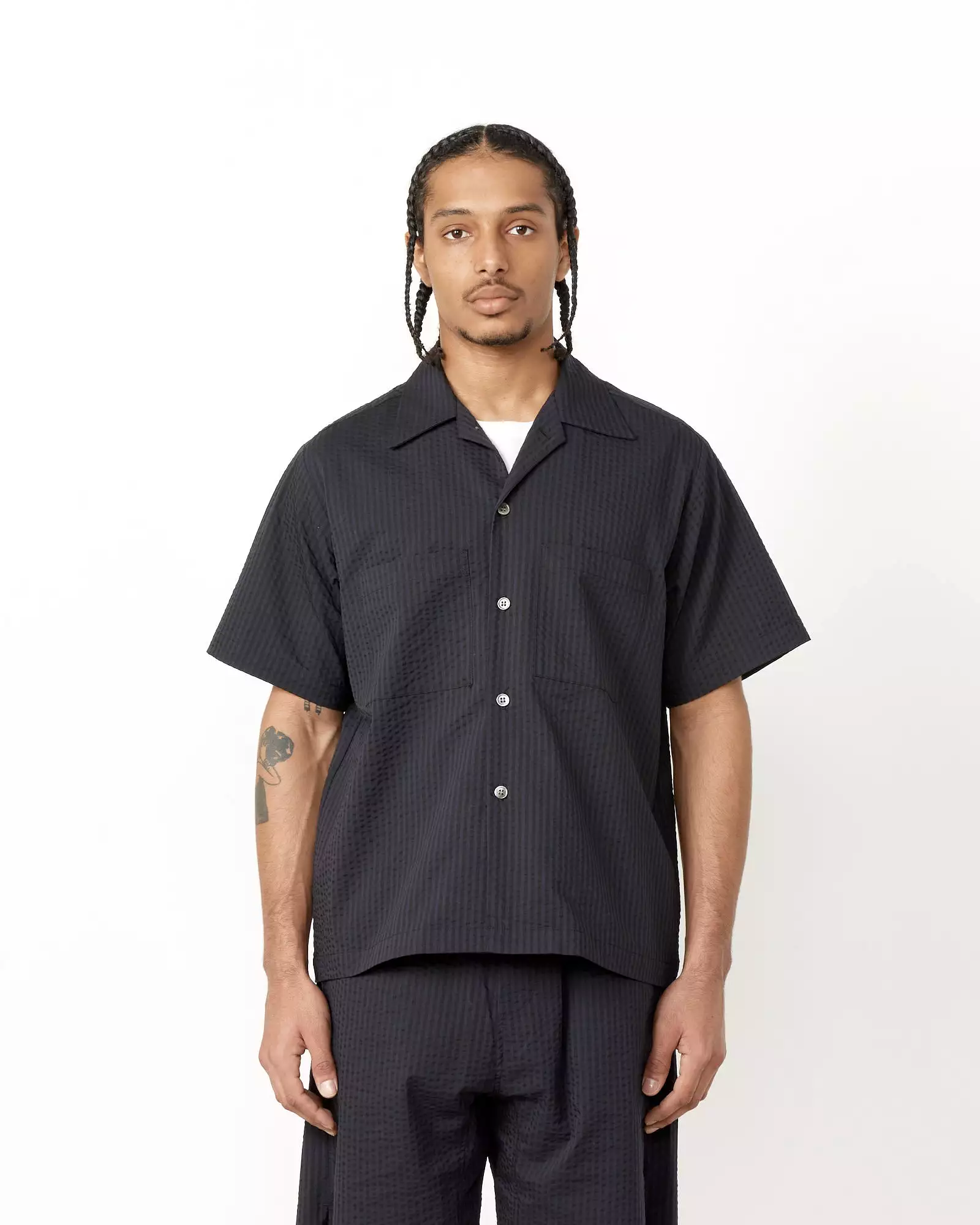 Acoustic Shirt Striped Seersucker in Navy/Black