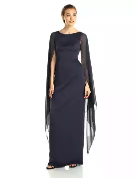 Adrianna Papell - 81917310 Fitted Bateau Dress with Cape