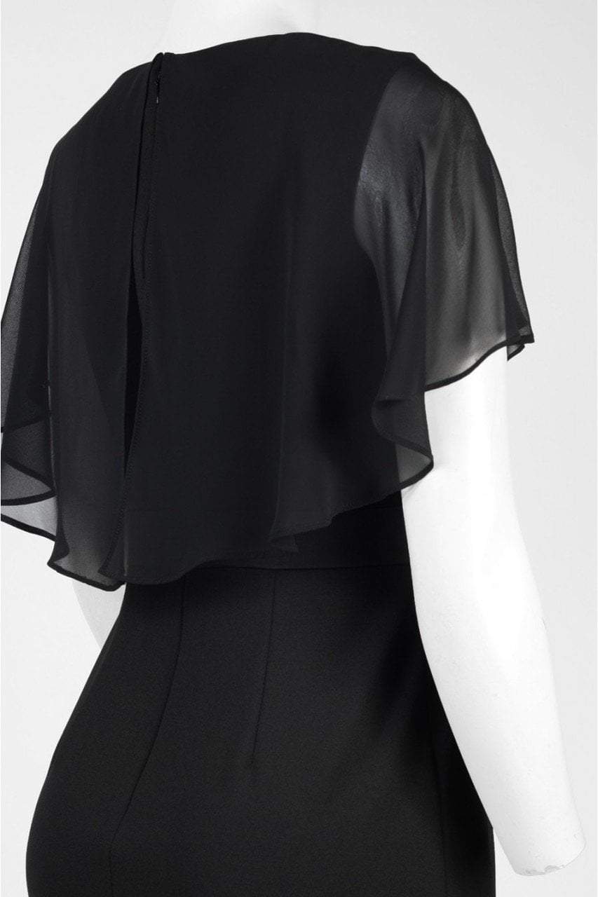 Adrianna Papell - AP1D100542 Sheer Ruffle Cape Little Black Dress