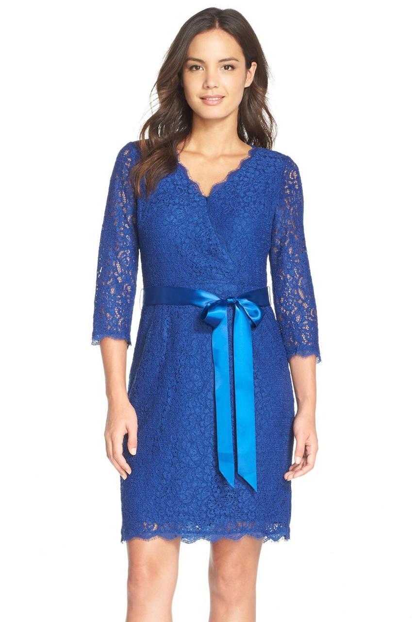 Adrianna Papell - Quarter Length Sleeves Lace Short Dress 41910400