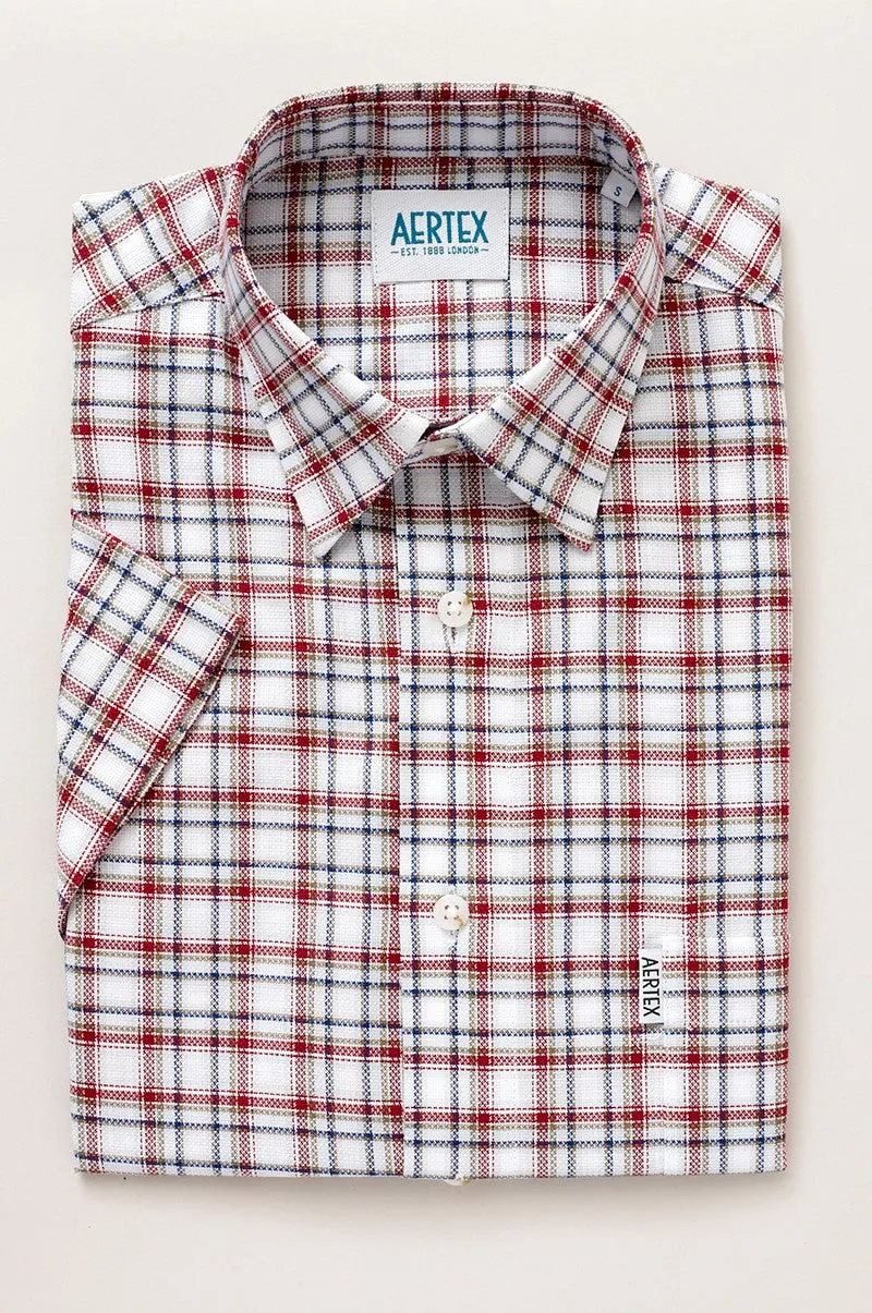 Aertex - Taunton Polo - Khaki, Rust or Navy Check