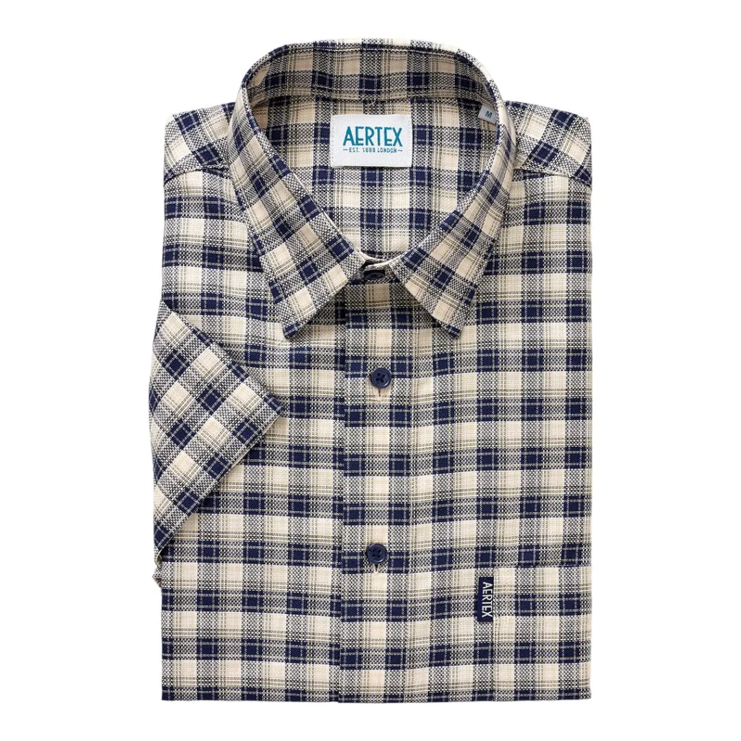 Aertex - Taunton Polo - Sand/Navy Check