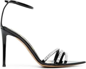 Alexandre Vauthier crystal-embellished 85mm leather sandals Black