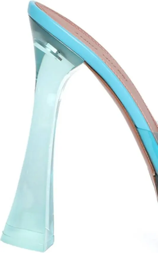 Amina Muaddi Dalida Glass 135mm platform sandals Blue