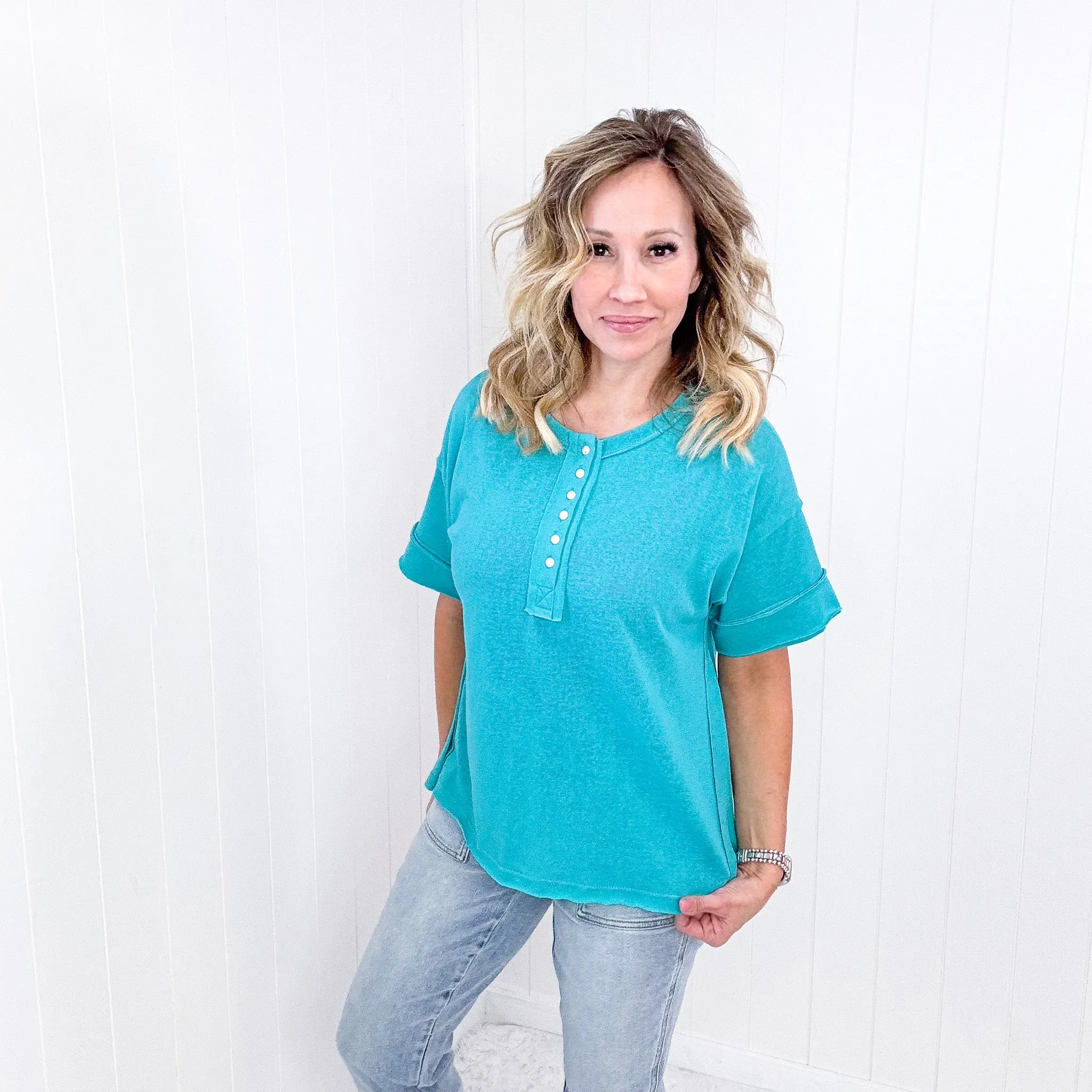 Andree By Unit Button Short Sleeve Tunic in 2 Colors