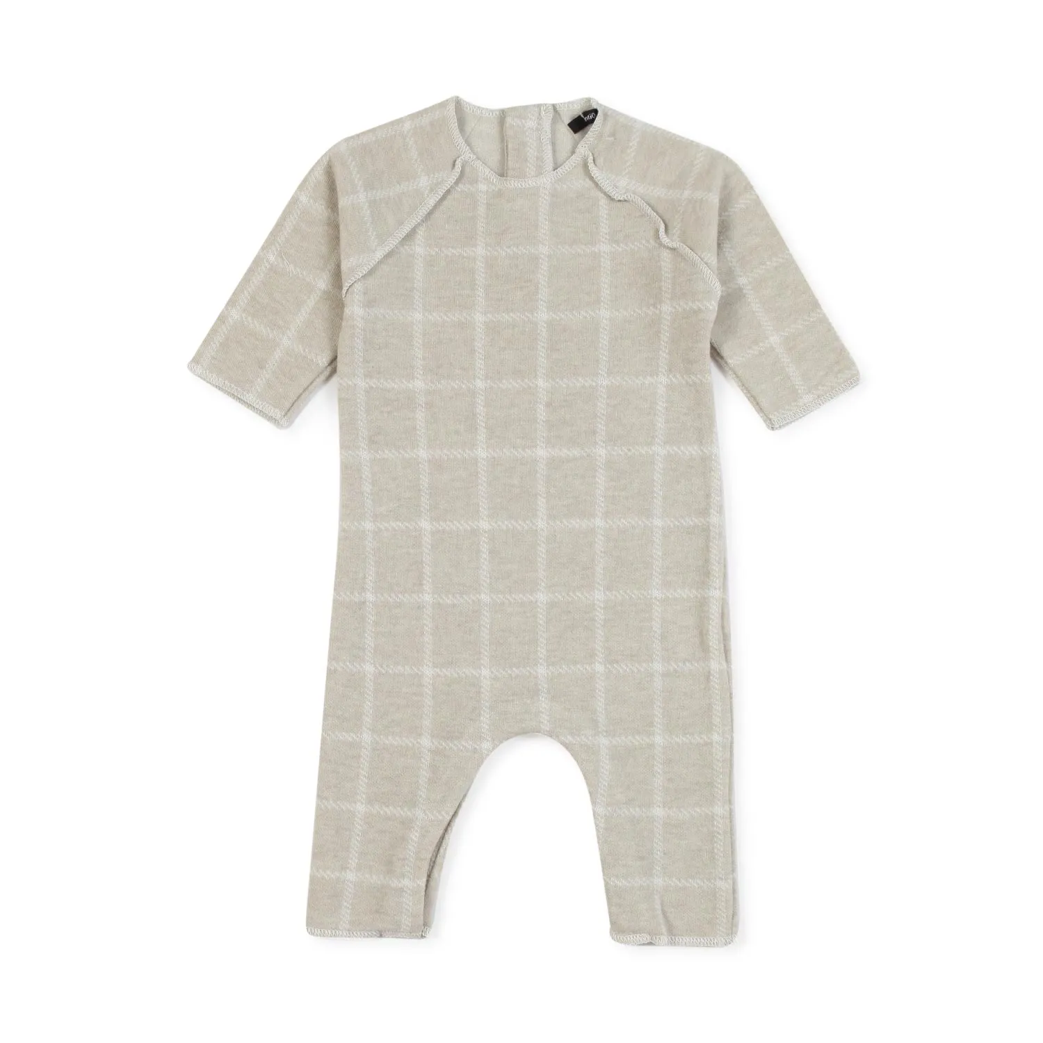 Aventiquattrore Beige Checked Romper For Babies