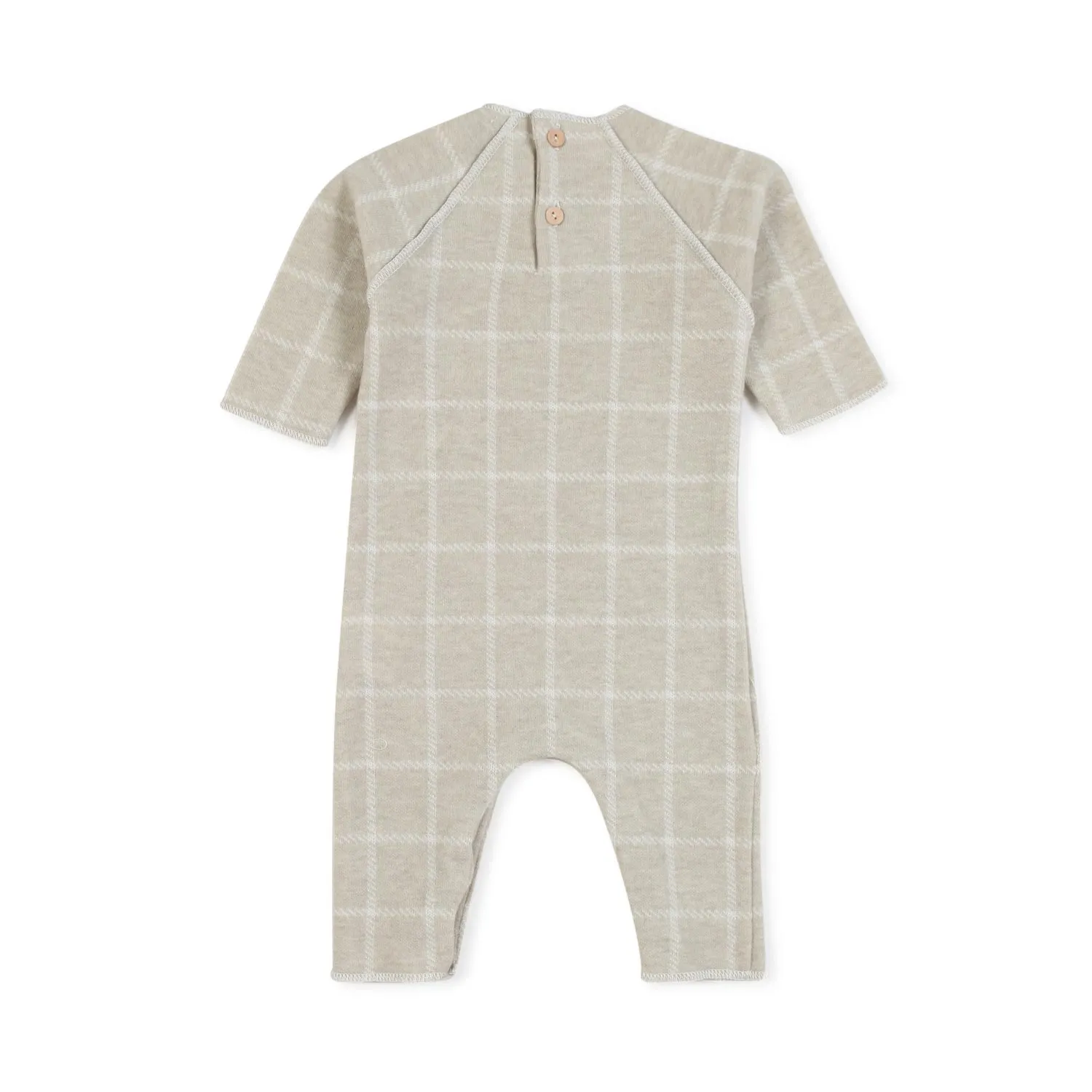 Aventiquattrore Beige Checked Romper For Babies