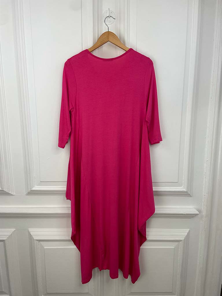 Basic 3/4 Sleeve Layering Dress - Hot Pink