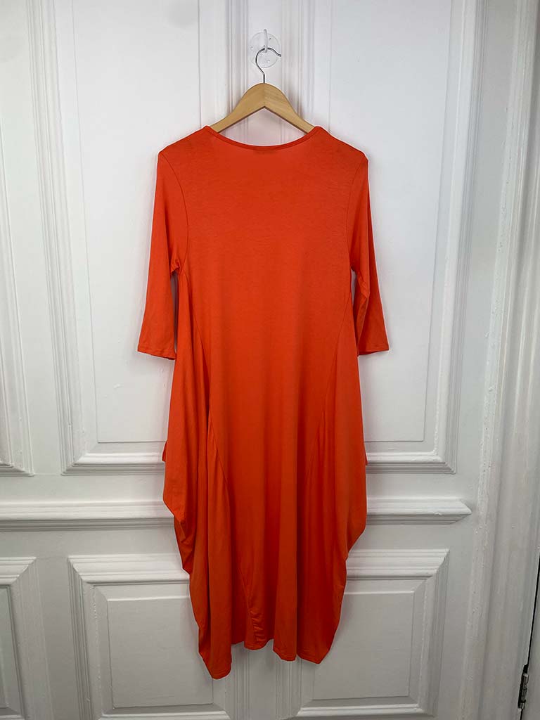 Basic 3/4 Sleeve Layering Dress - Orange