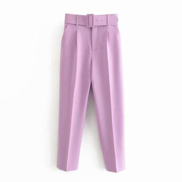 Belted High-Waisted Pants