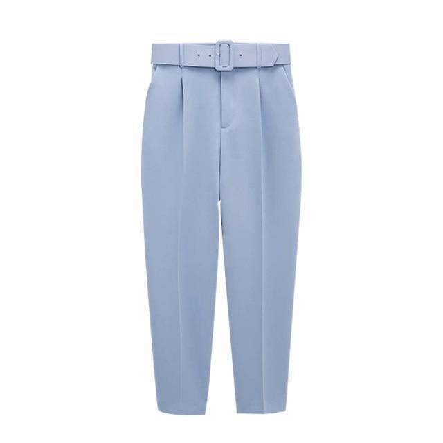 Belted High-Waisted Pants