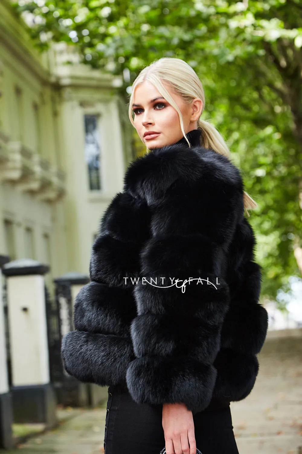 Black 5 Ring Fox Fur Coat