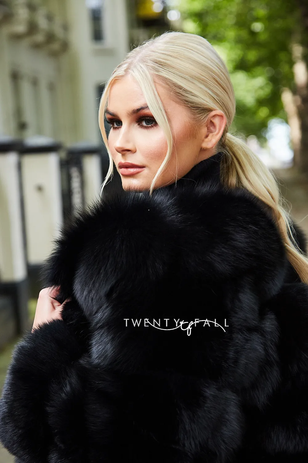 Black 5 Ring Fox Fur Coat