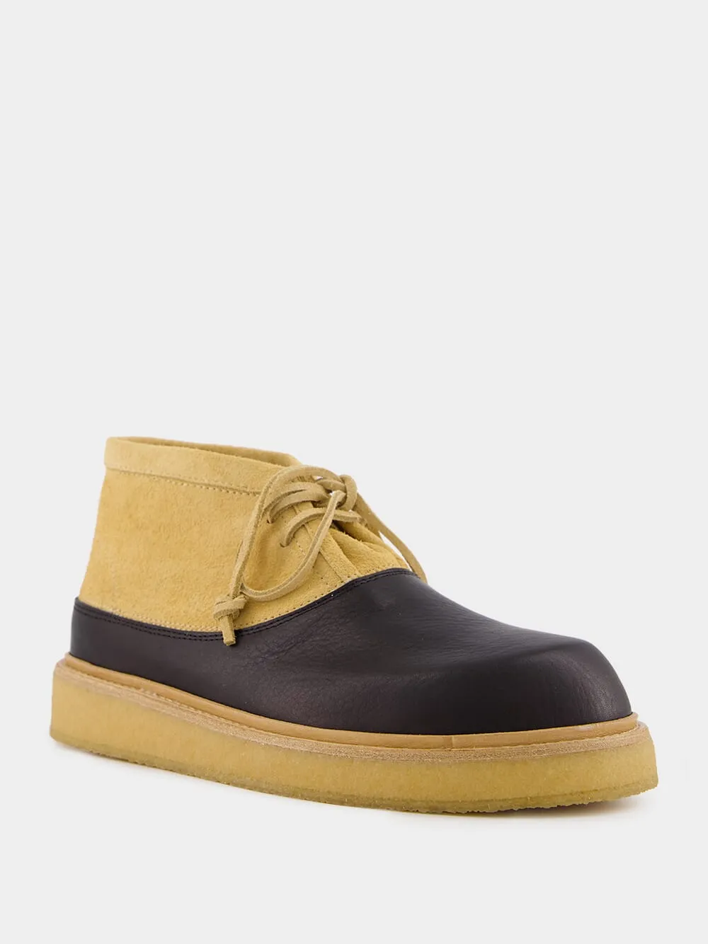 Black and Beige Leather Desert Boot