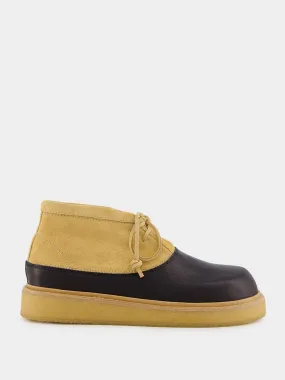 Black and Beige Leather Desert Boot