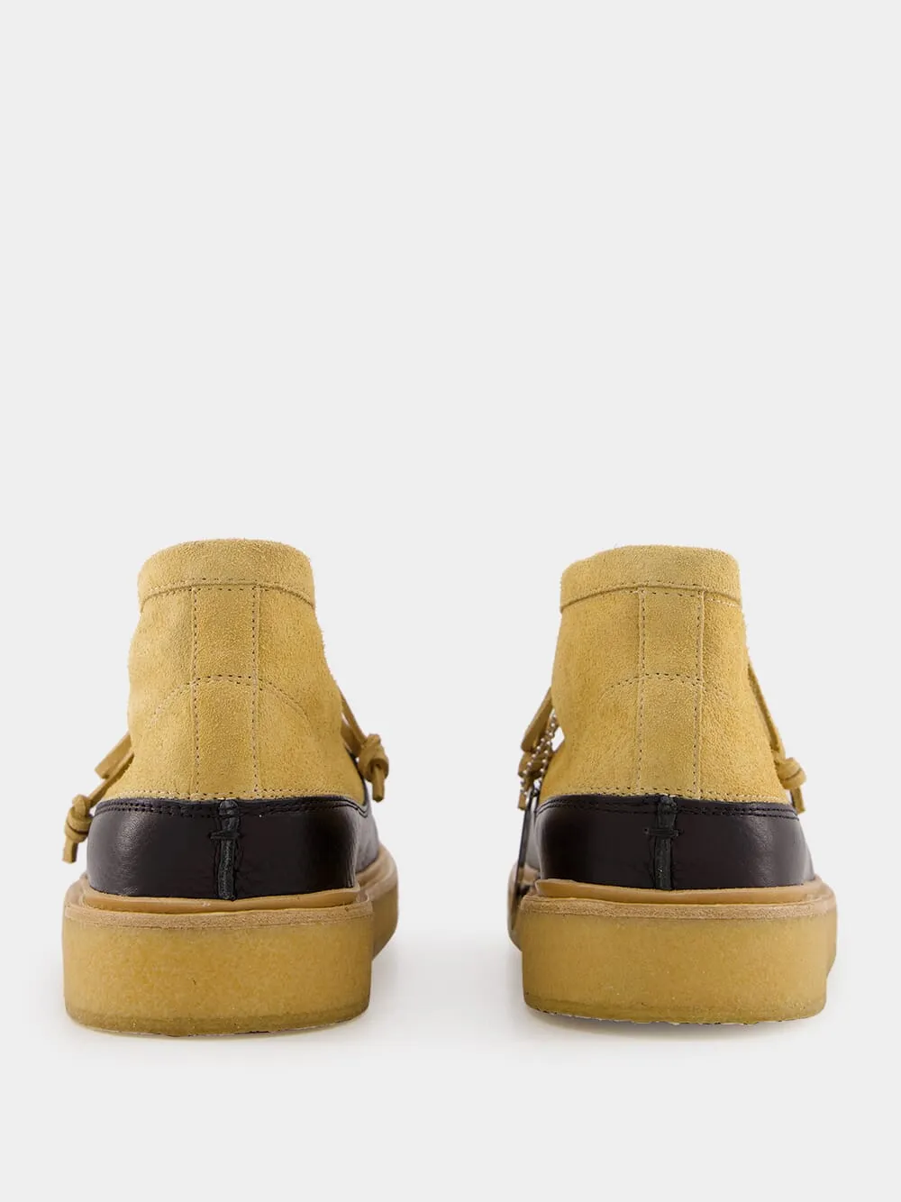 Black and Beige Leather Desert Boot