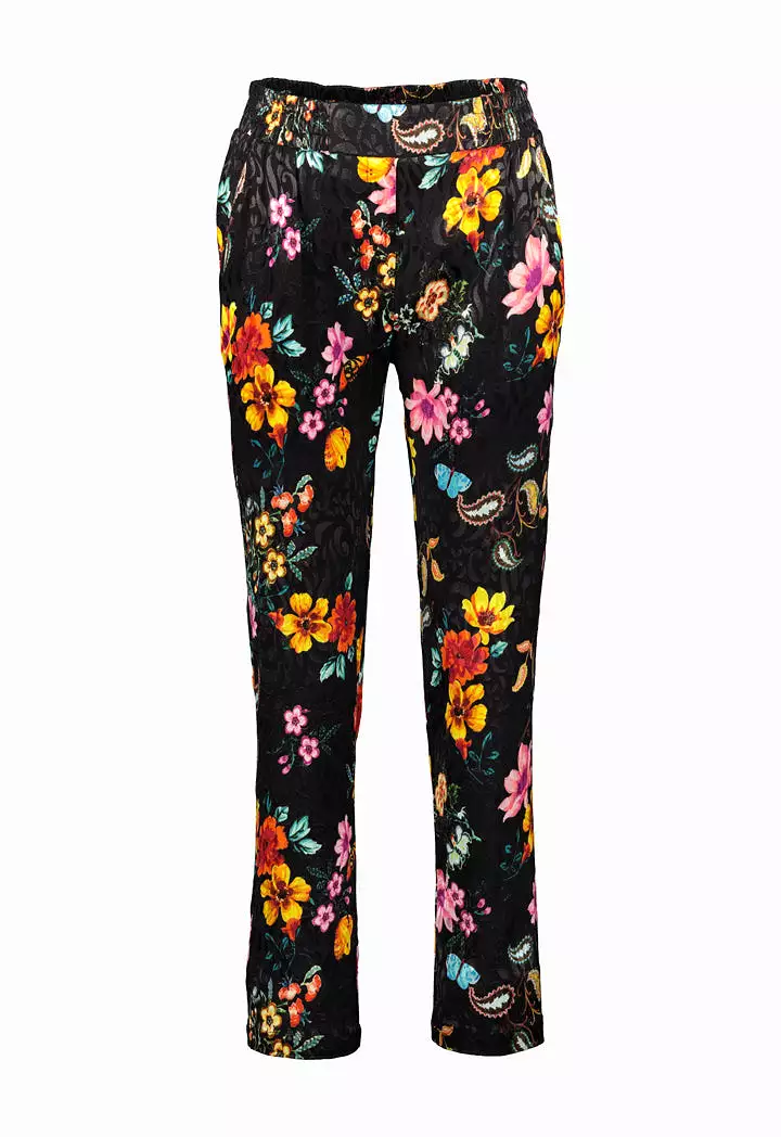 Black Floral Pants