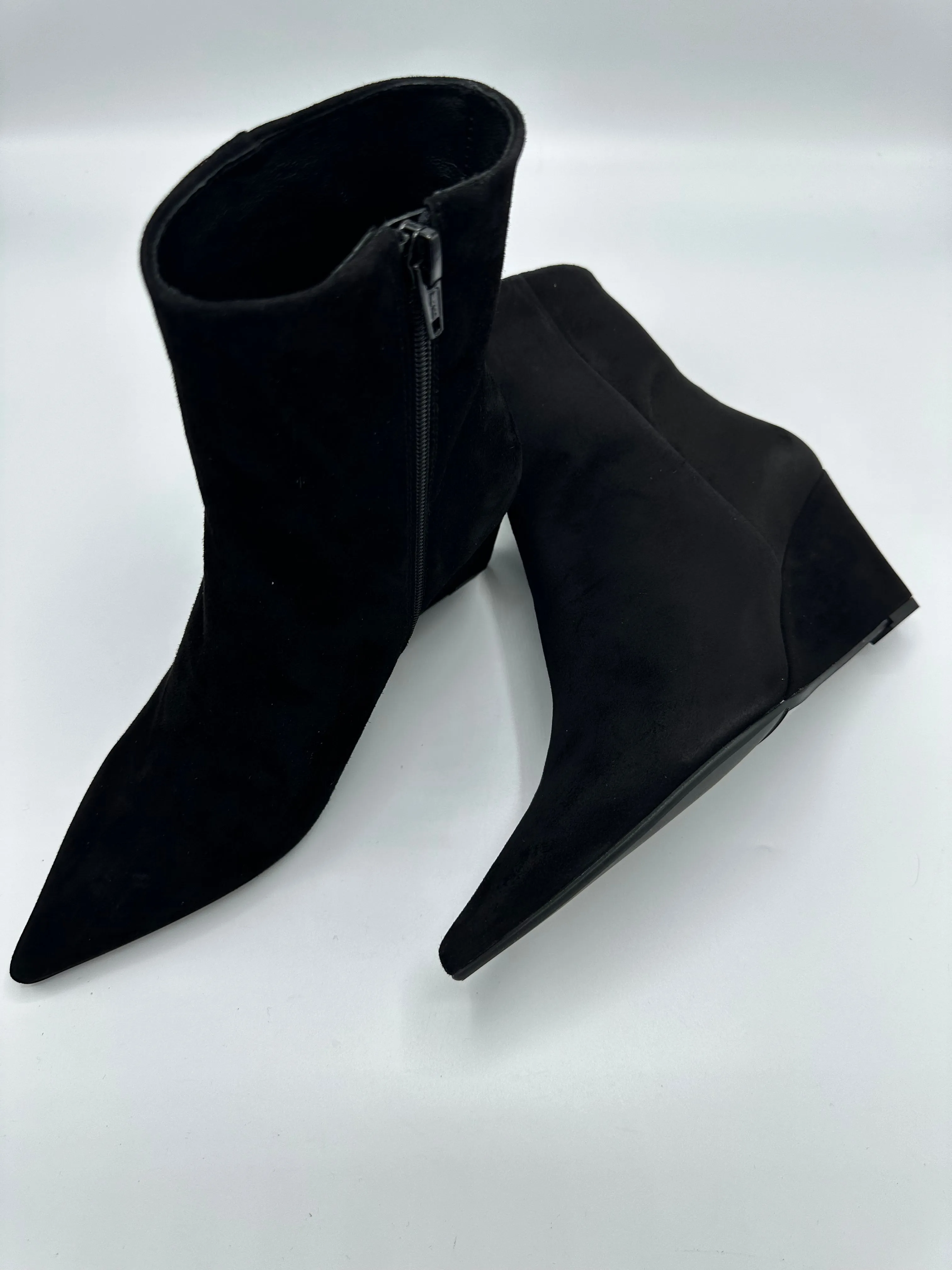 BLACK SUEDE ANKLE BOOT WEDGE - MARIAN