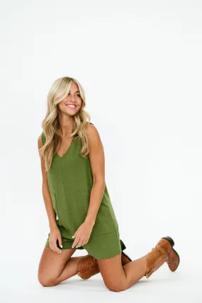 Blake Romper in Moss Green