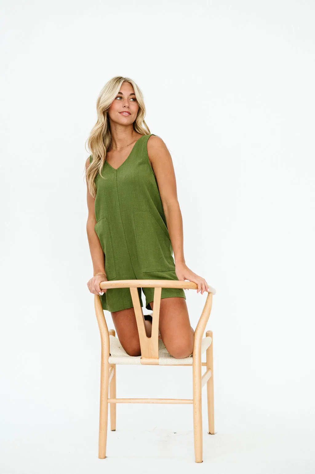 Blake Romper in Moss Green