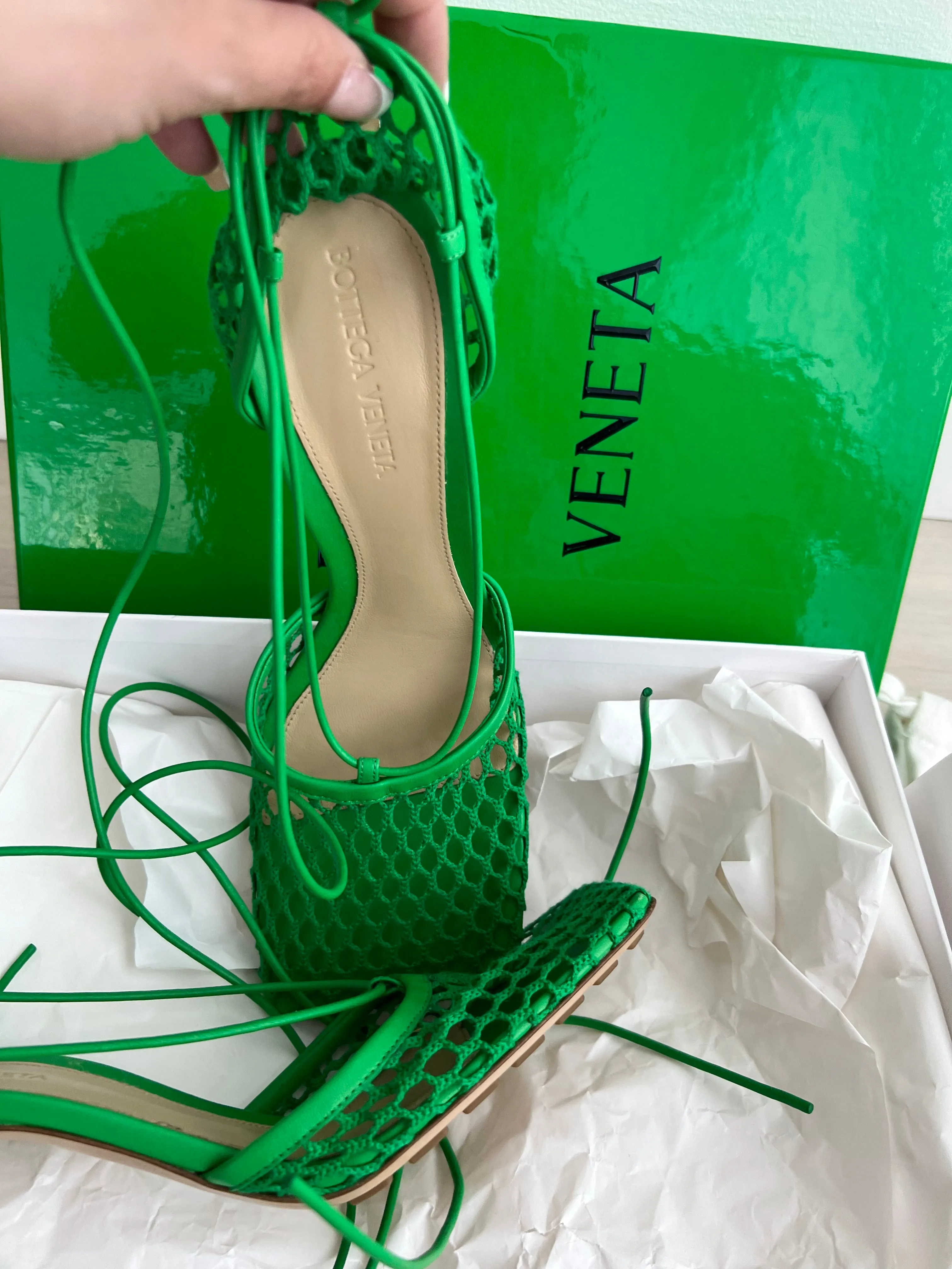 Bottega Veneta Green Stretch Heels