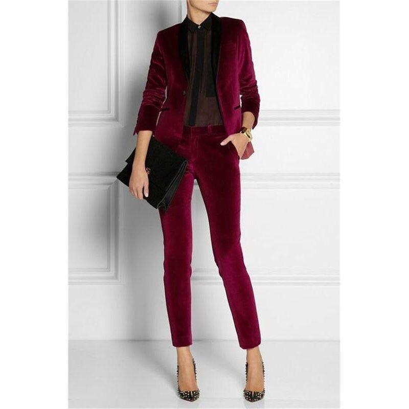 Burgundy Business Ladies Pantsuit