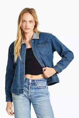 Cable Womens Embroidered Jacket - Two Tone Indigo