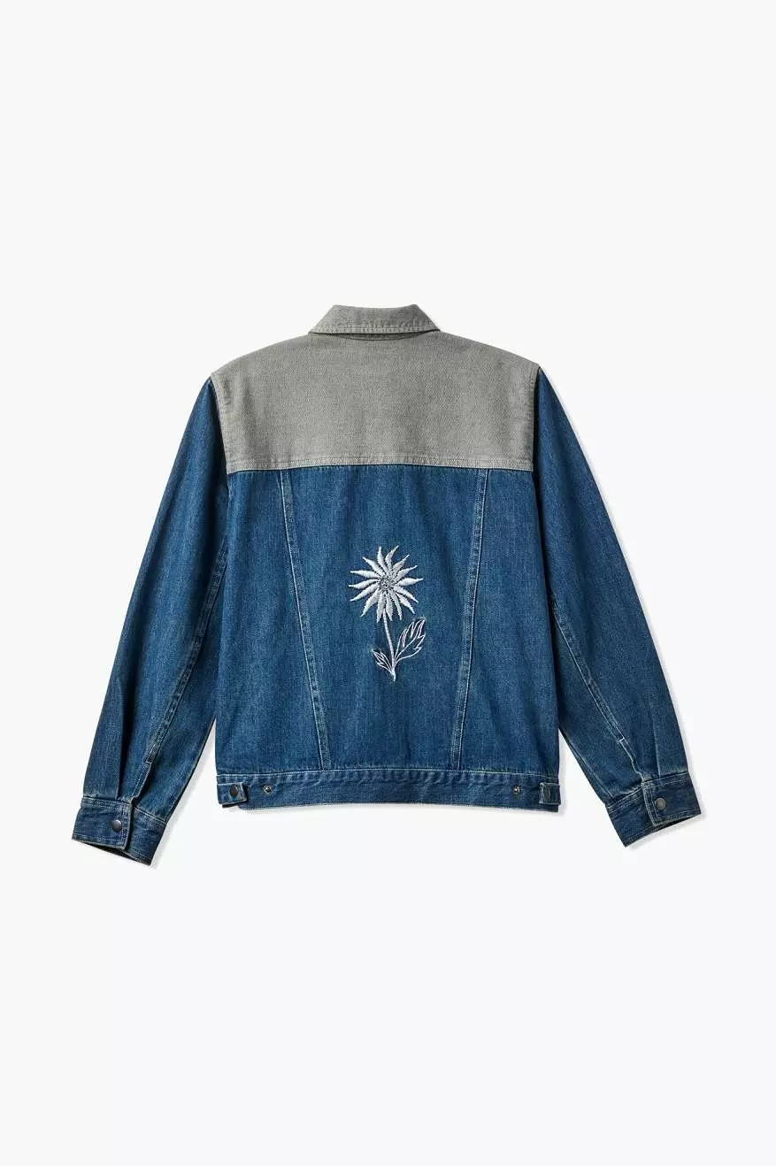 Cable Womens Embroidered Jacket - Two Tone Indigo