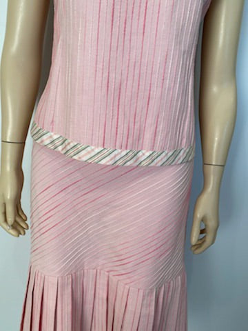 Chanel 03P, 2003 Spring pink camisole top matching Pleated accordion skirt set FR 42 US 8