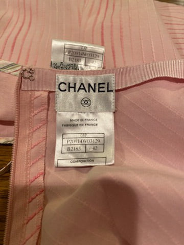 Chanel 03P, 2003 Spring pink camisole top matching Pleated accordion skirt set FR 42 US 8