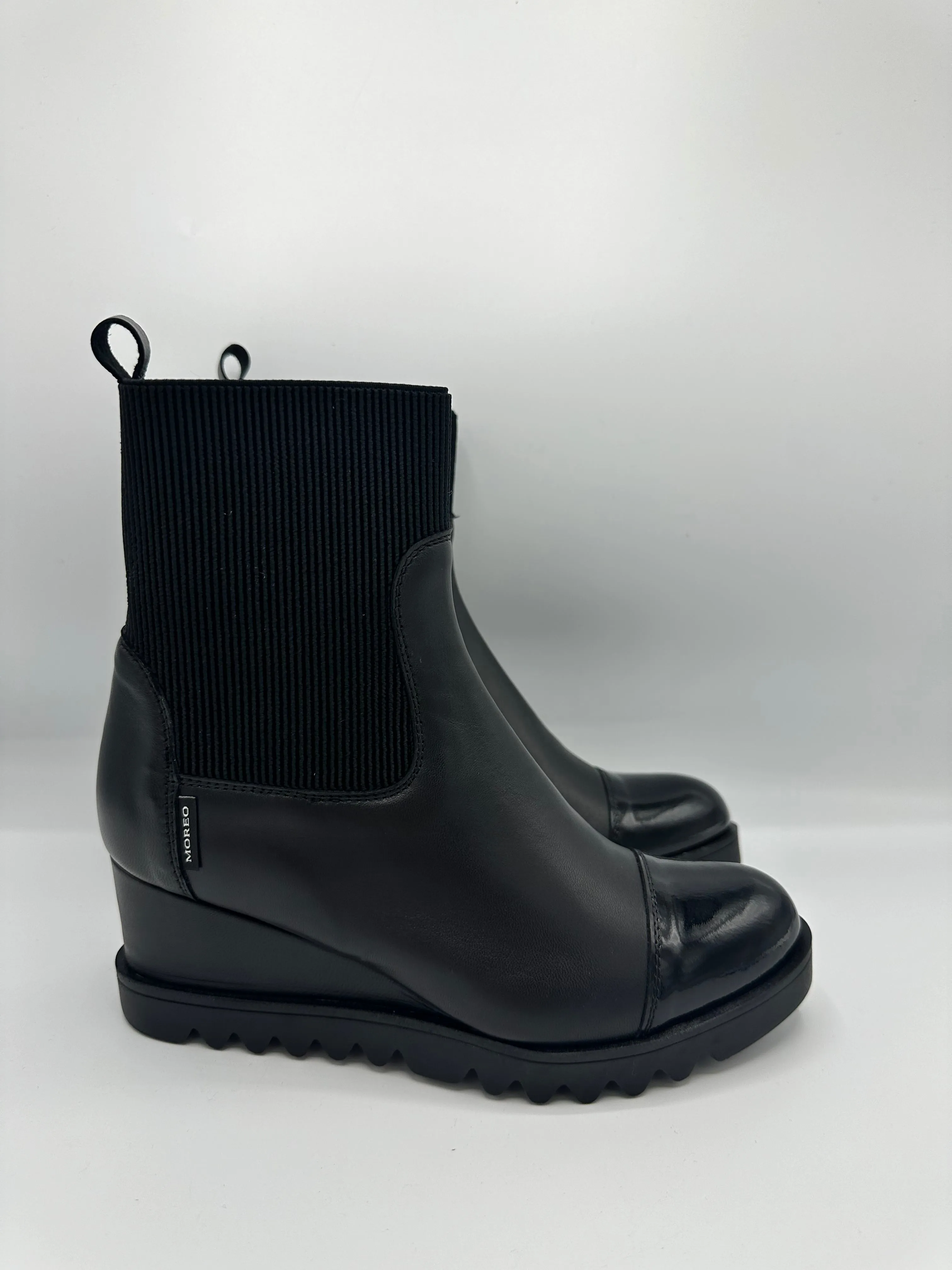 CHIARA TOE CAP WEDGE BOOT NERO - MARCO MOREO