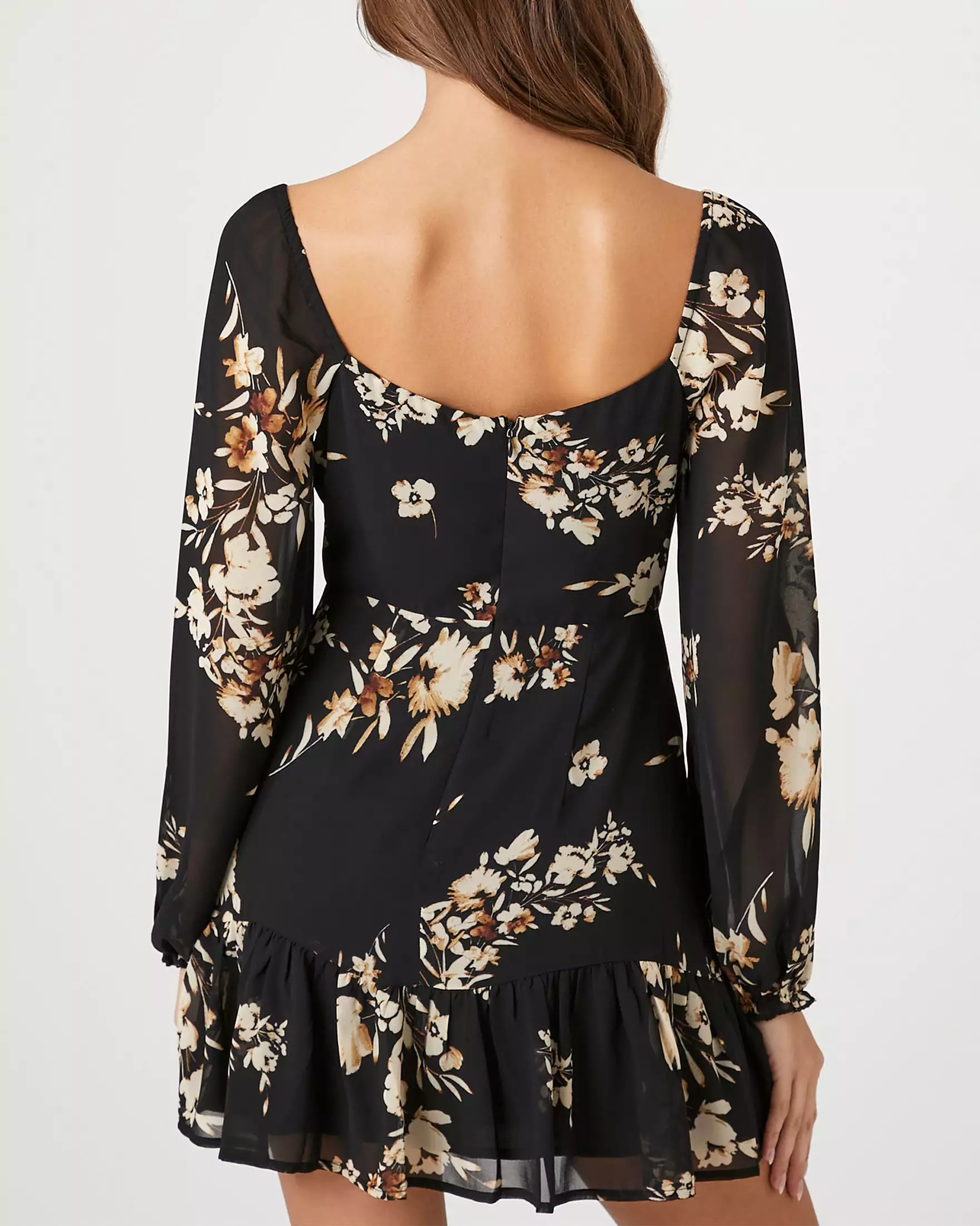 Chiffon Floral Print Mini Dress