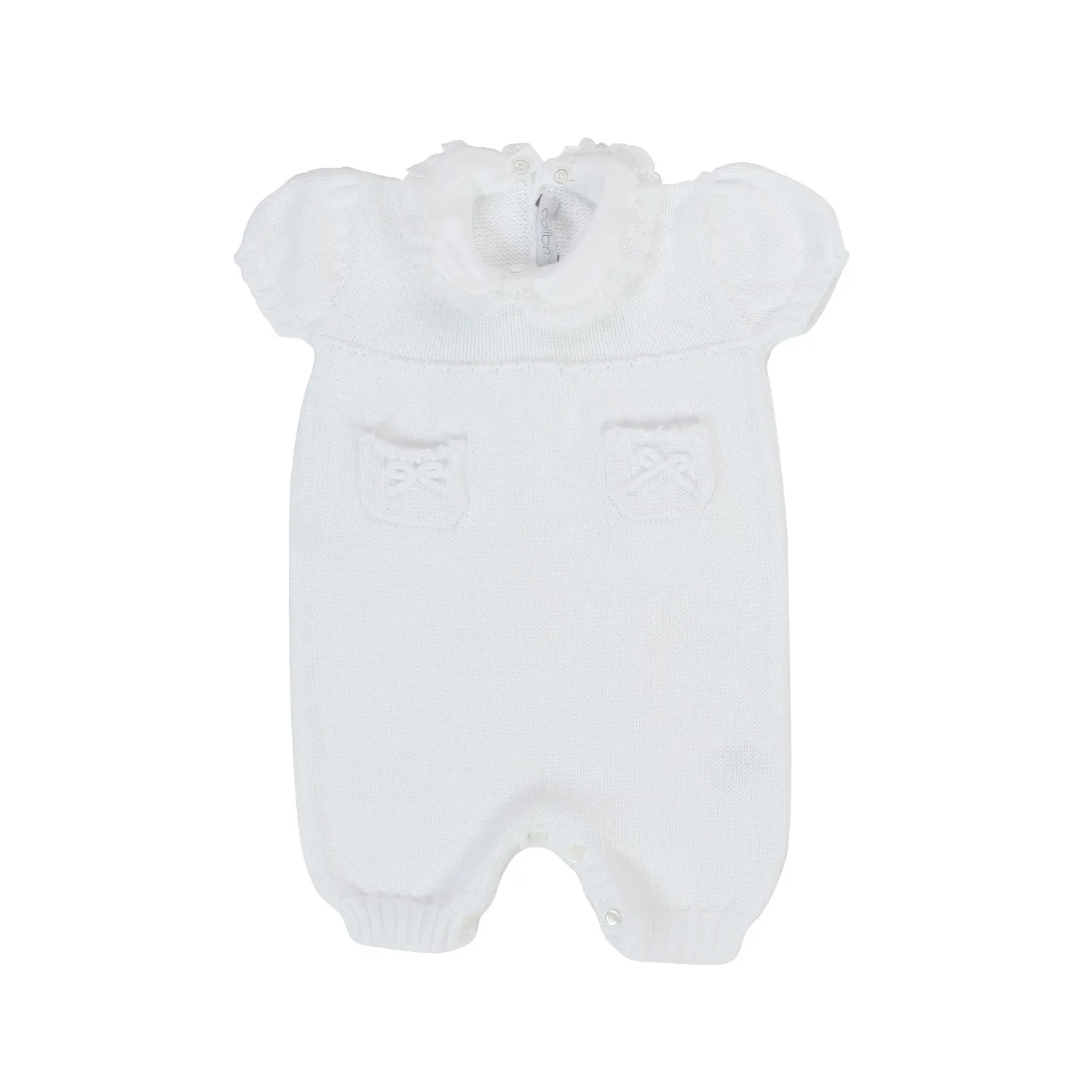 Colibri White Knitted Romper For Baby Girl