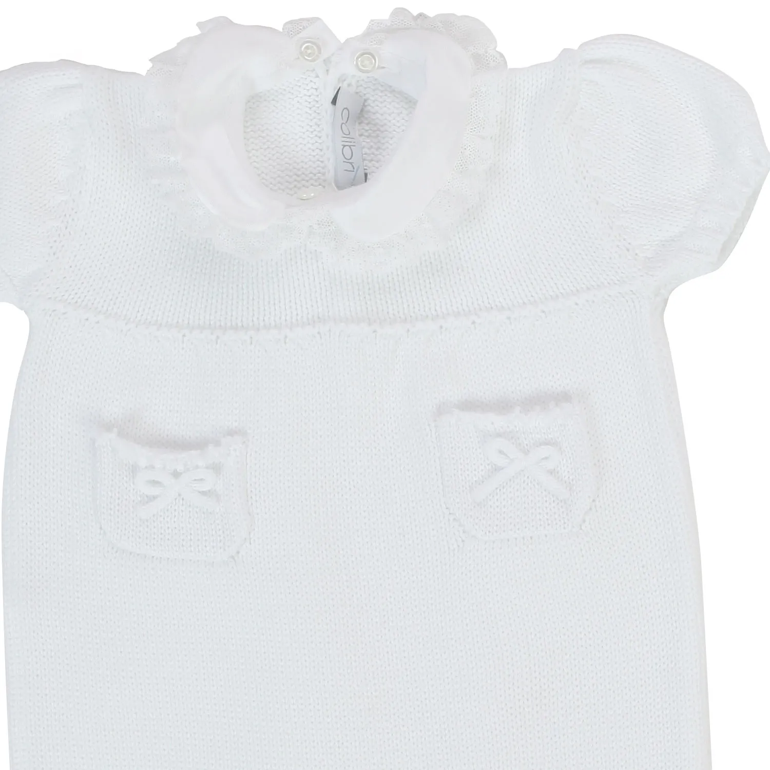 Colibri White Knitted Romper For Baby Girl