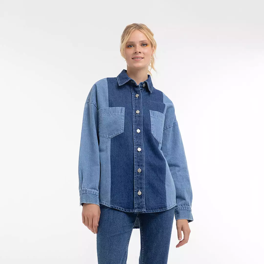 Contrast Denim Front Pocket Shirt