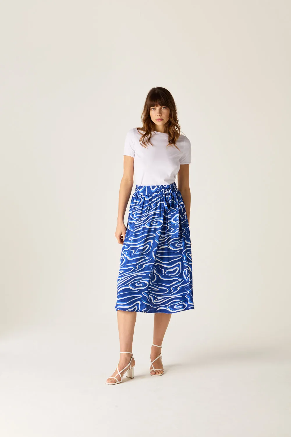 Corrine Blue Wave Wrap Skirt