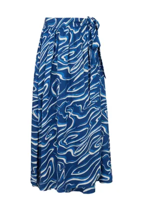 Corrine Blue Wave Wrap Skirt