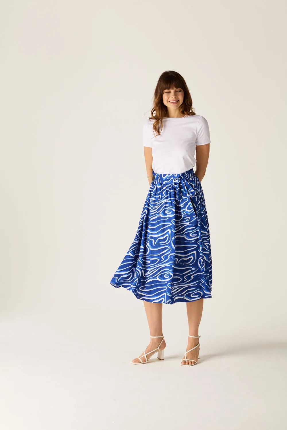 Corrine Blue Wave Wrap Skirt