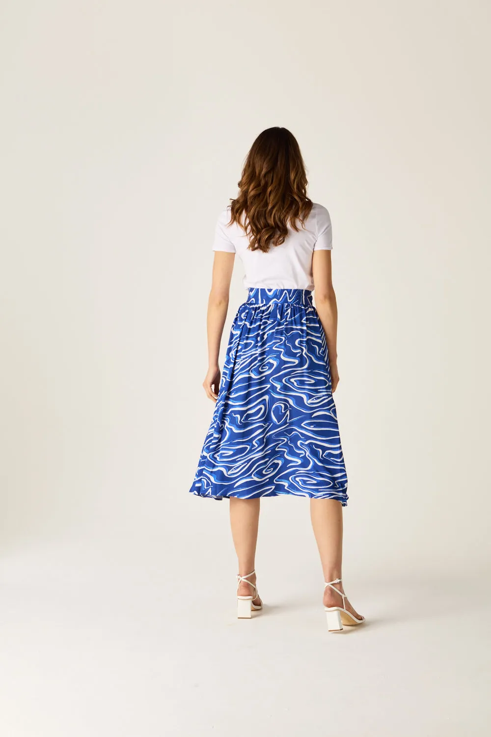 Corrine Blue Wave Wrap Skirt