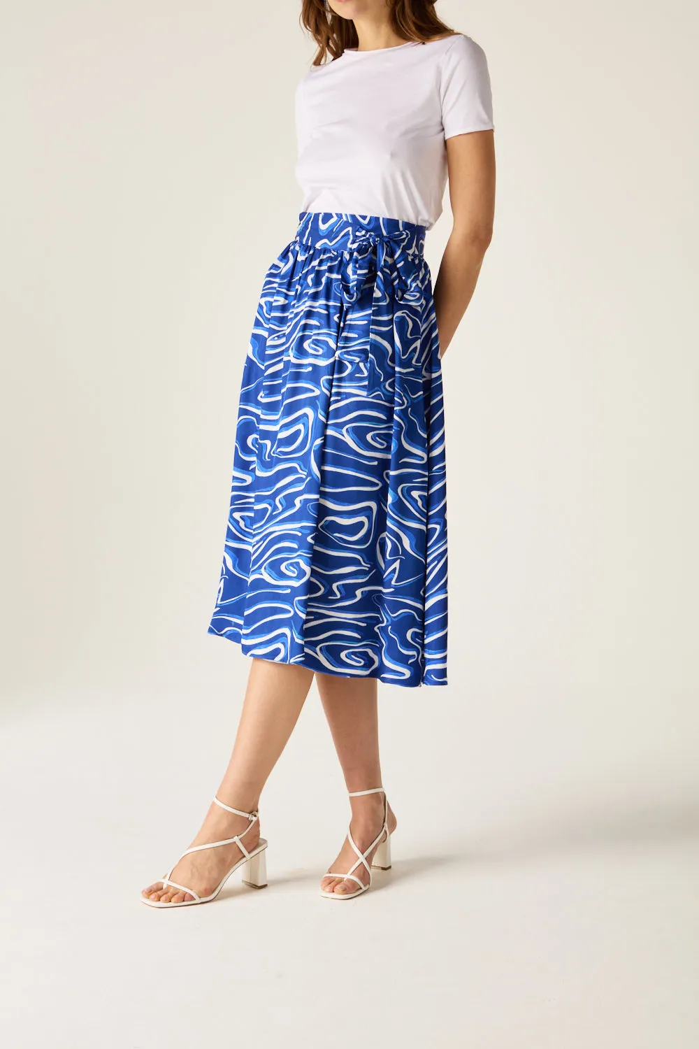 Corrine Blue Wave Wrap Skirt