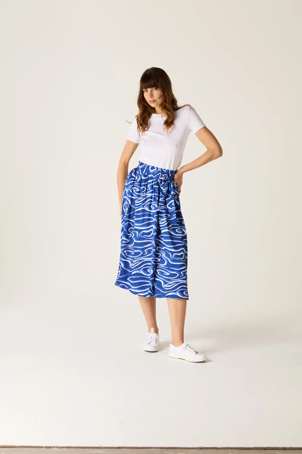 Corrine Blue Wave Wrap Skirt