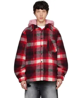 COÛT DE LA LIBERTÉ Red Tommy Plaid Fleece Oversized Jacket