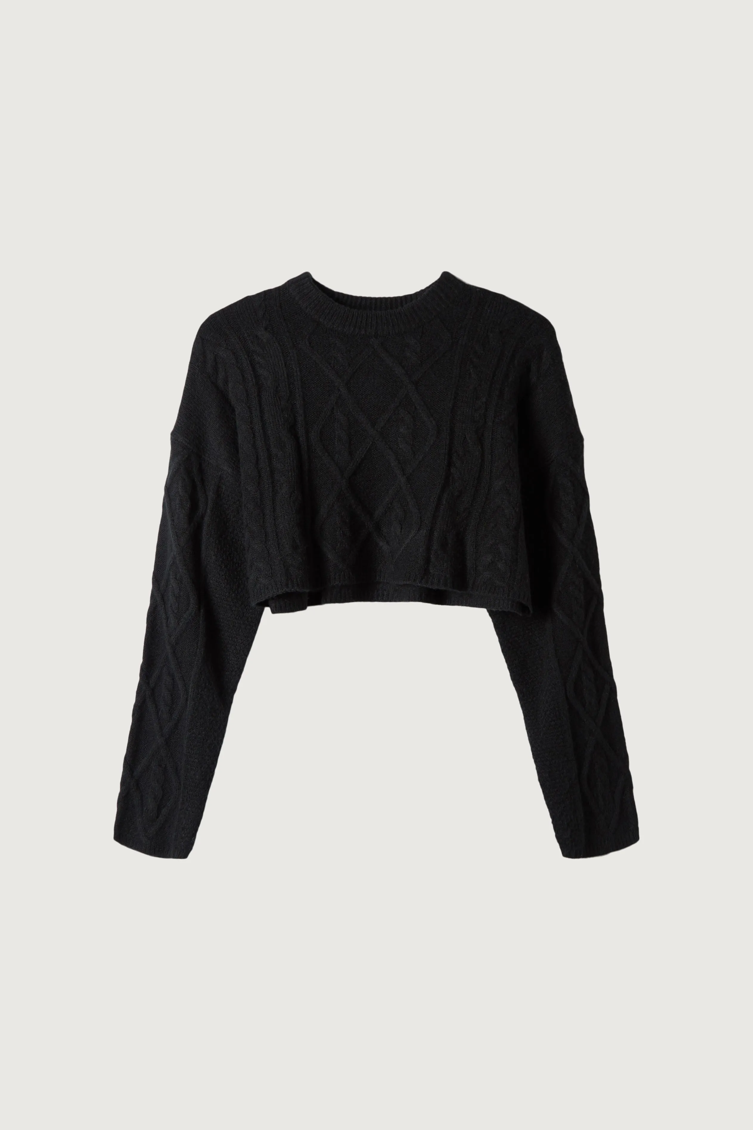 CROPPED CABLE KNIT SWEATER