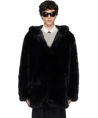 Ernest W. Baker Black Faux-Fur Hooded Jacket